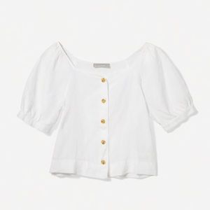 Everlane linen puff-sleeve top
